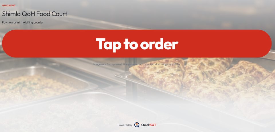 QuickKOT kiosk Tap to order attract screen
